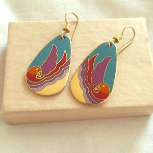 Gold parrot earrings